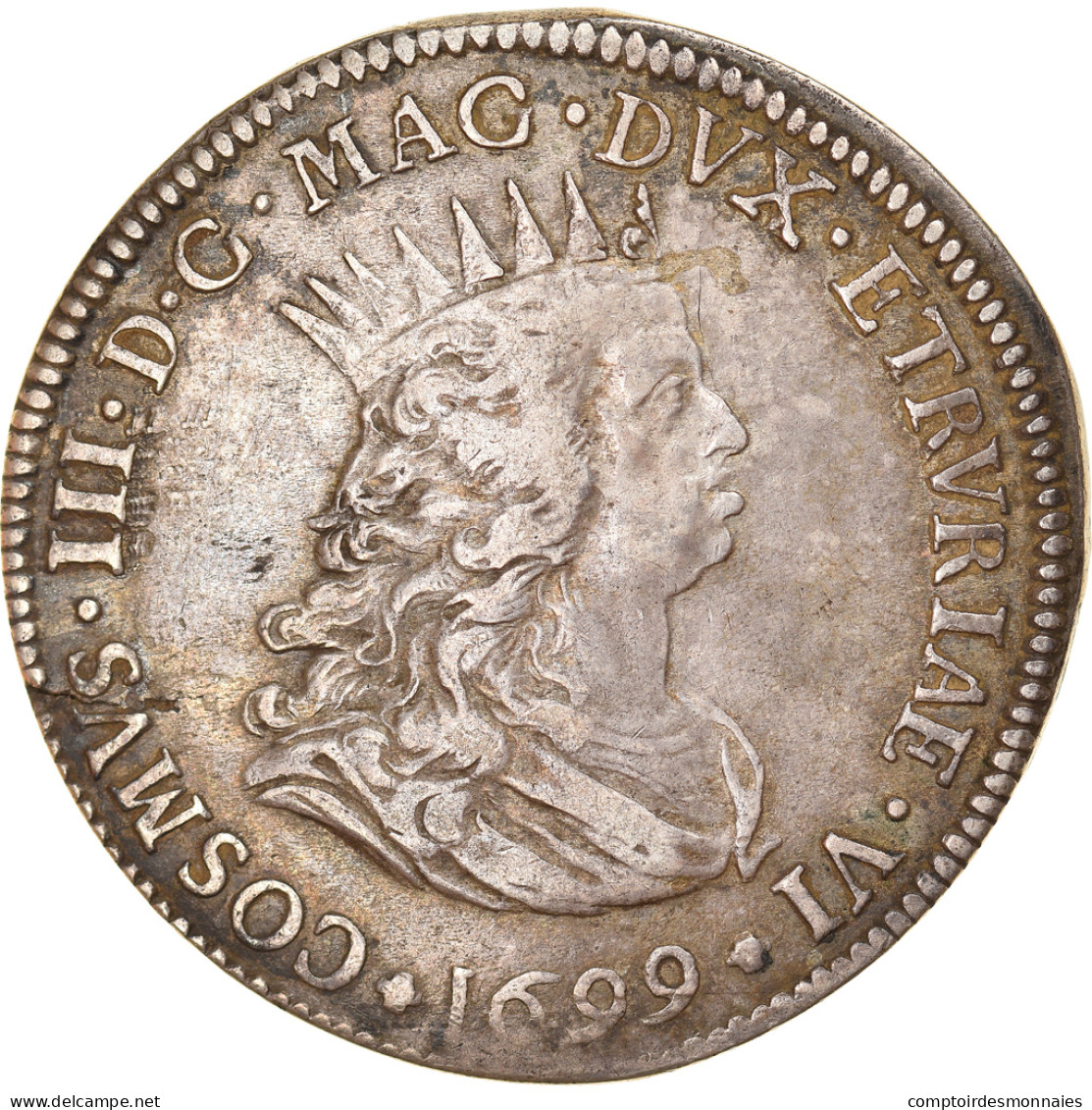 Monnaie, États Italiens, LIVORNO, Tollero, 1699, Livorno, TTB, Argent, KM:16.4 - Toskana