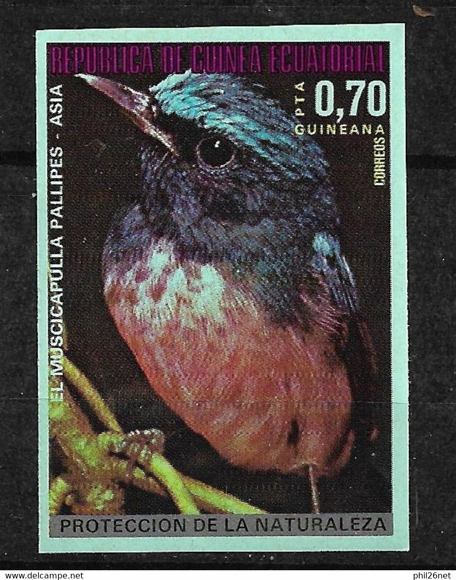Guinée équatoriale N° 54c Non Dentelé  Oiseaux  Catcher Bleu   Neuf  * *   TB = MNH VF   Voir Scans    - Spechten En Klimvogels