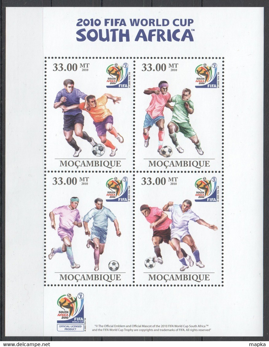 BC823 2010 MOZAMBIQUE MOCAMBIQUE SPORT FOOTBALL SOUTH AFRICA 3775-78 KB MNH - 2010 – Zuid-Afrika