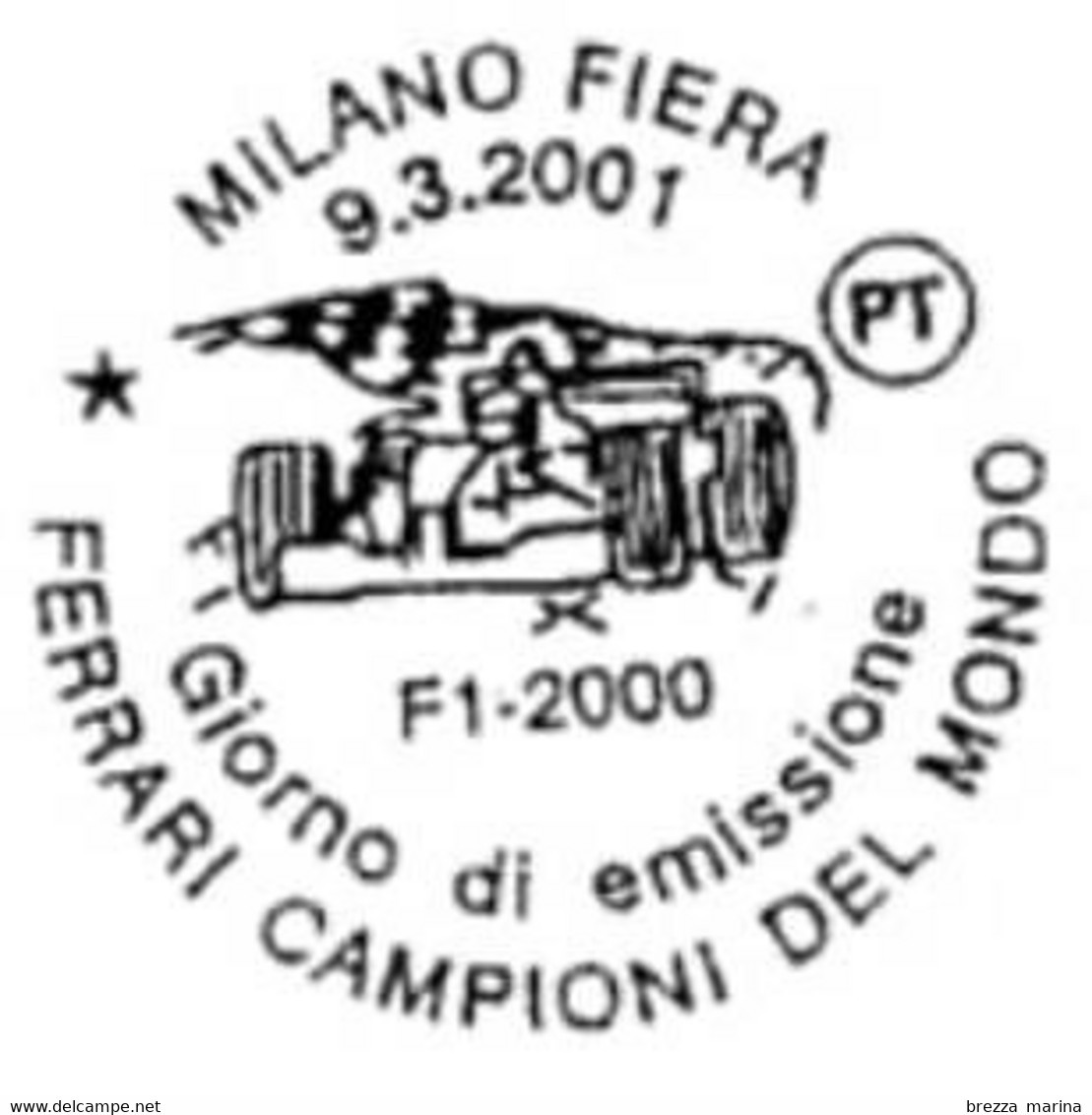 ITALIA - Usato - 2001 - Ferrari Campione Del Mondo Di Formula 1 - 5000 L. - 2,58 € • Ferrari F1 Su Tappeto A Scacchi - 2001-10: Oblitérés