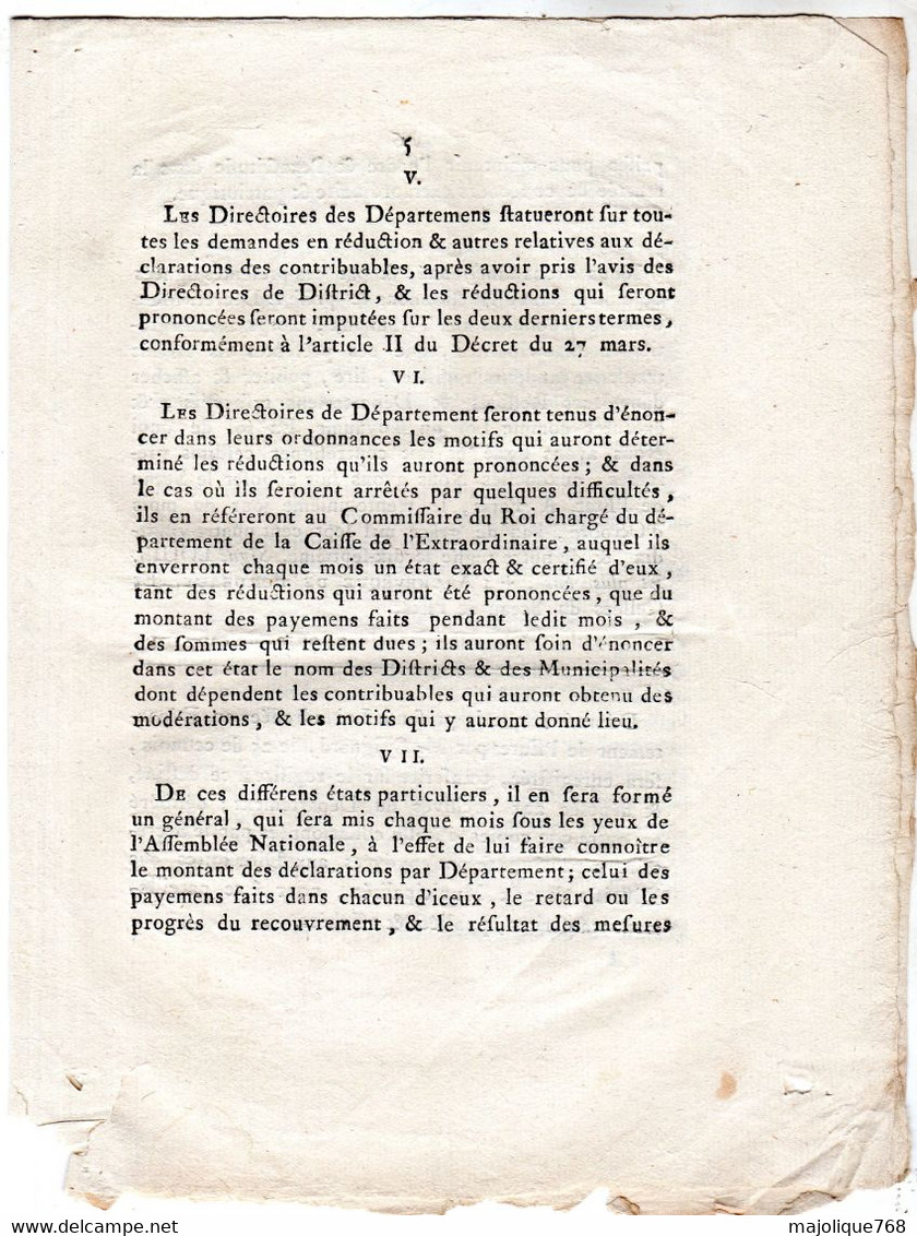 LOI - Concernant La Contribution Patriotique . Donnée à Paris , Le 31 Octobre 1790 - 8 Pages - Décrets & Lois