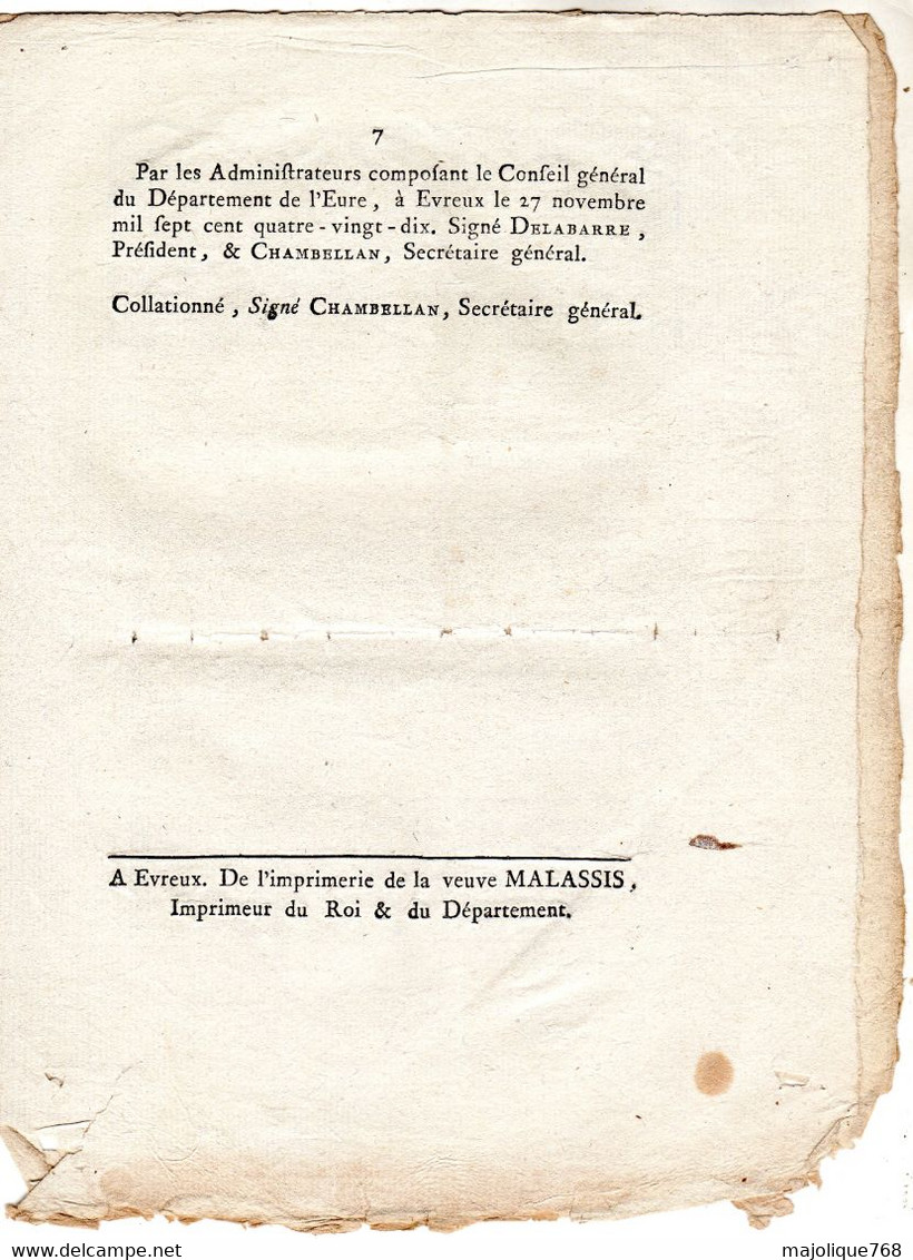 LOI - Concernant la Contribution Patriotique . Donnée à Paris , le 31 Octobre 1790 - 8 pages