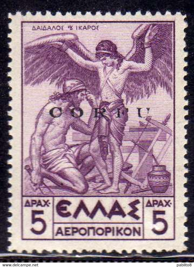 CORFU' 1941 POSTA AEREA SOPRASTAMPATO  DI GRECIA AIR MAIL OVERPRINTED GREECE DRACME 1d MNH FIRMATO SIGNED - Corfu