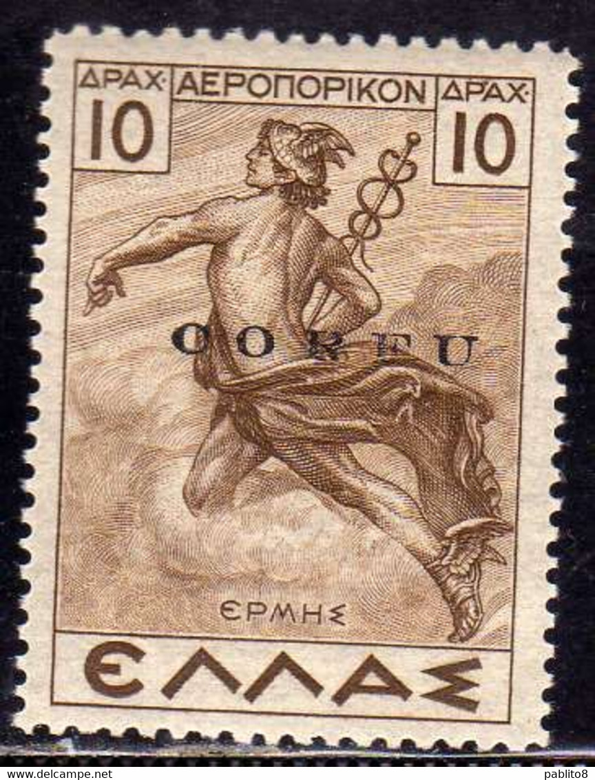 CORFU' 1941 POSTA AEREA SOPRASTAMPATO  DI GRECIA AIR MAIL OVERPRINTED GREECE DRACME 10d BISTRO MNH FIRMATO SIGNED - Corfu