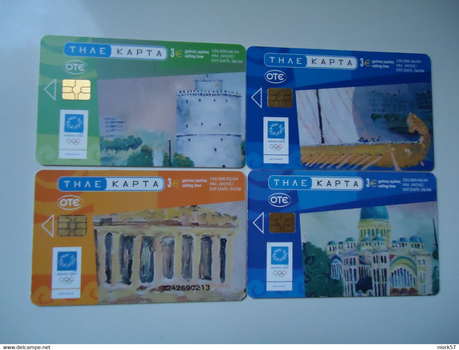 GREECE USED CARDS SET   4 OLYMPIC TOWNS OLYMPIC GAMES 2004 ATHENS - Juegos Olímpicos