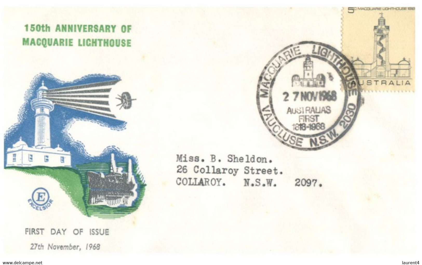 (EE 22) Old FDC - (Australia) 1968 - Macquarie Lighthouse - Phare De Macquarie - Ersttagsbelege (FDC)