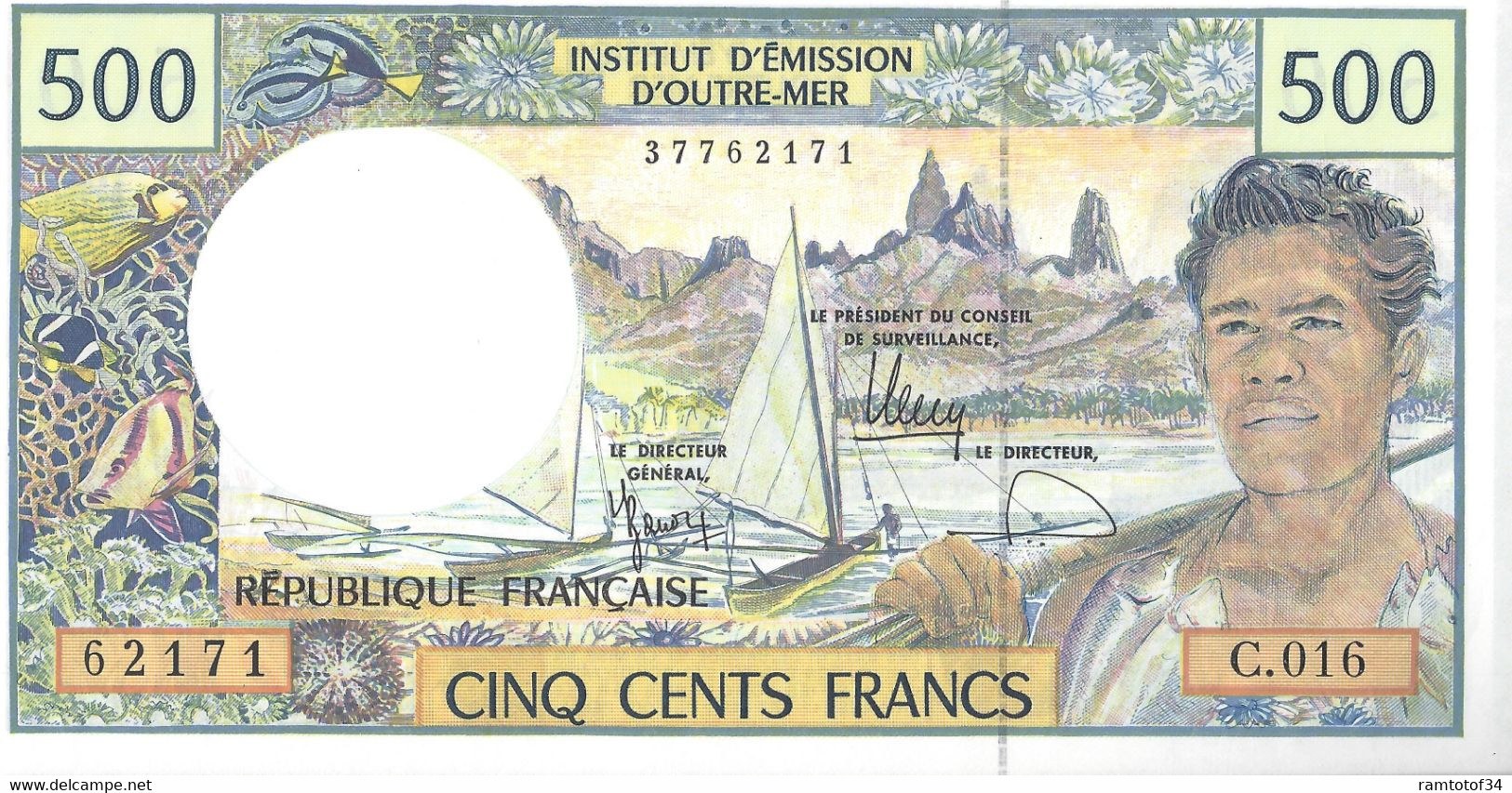 TAHITI - Institution D'émission D'outre-mer - 500 Francs UNC (37762171) - Papeete (Französisch-Polynesien 1914-1985)