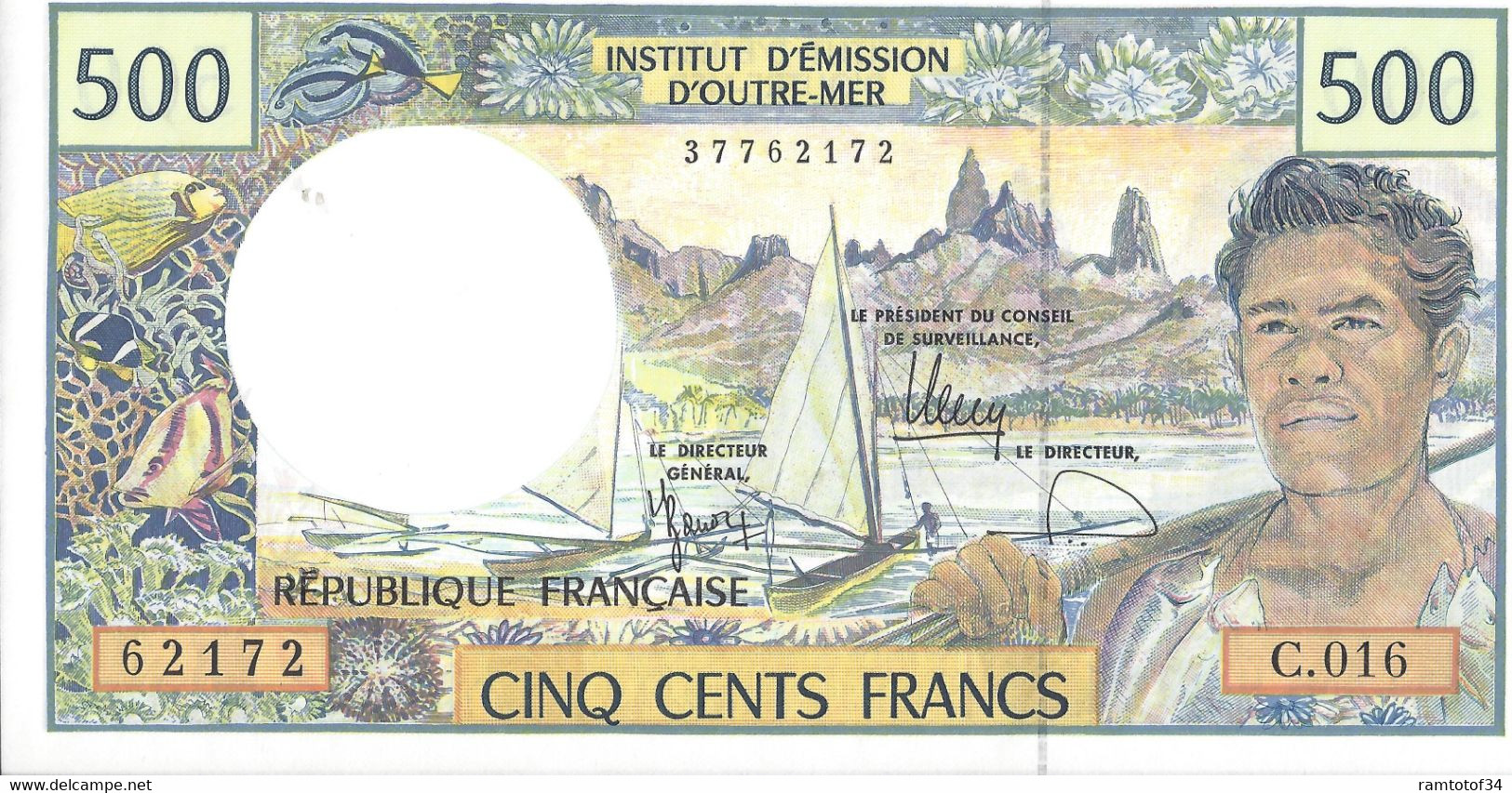 TAHITI - Institution D'émission D'outre-mer - 500 Francs UNC (37762172) - Papeete (Polinesia Francesa 1914-1985)
