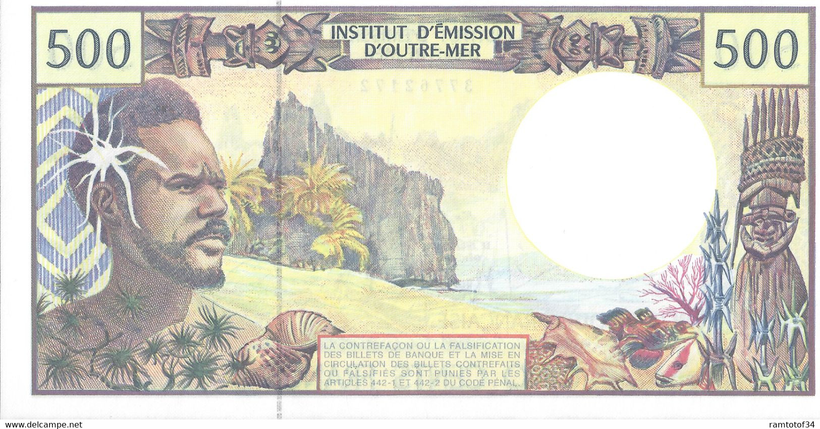 TAHITI - Institution D'émission D'outre-mer - 500 Francs UNC (37762172) - Papeete (Französisch-Polynesien 1914-1985)