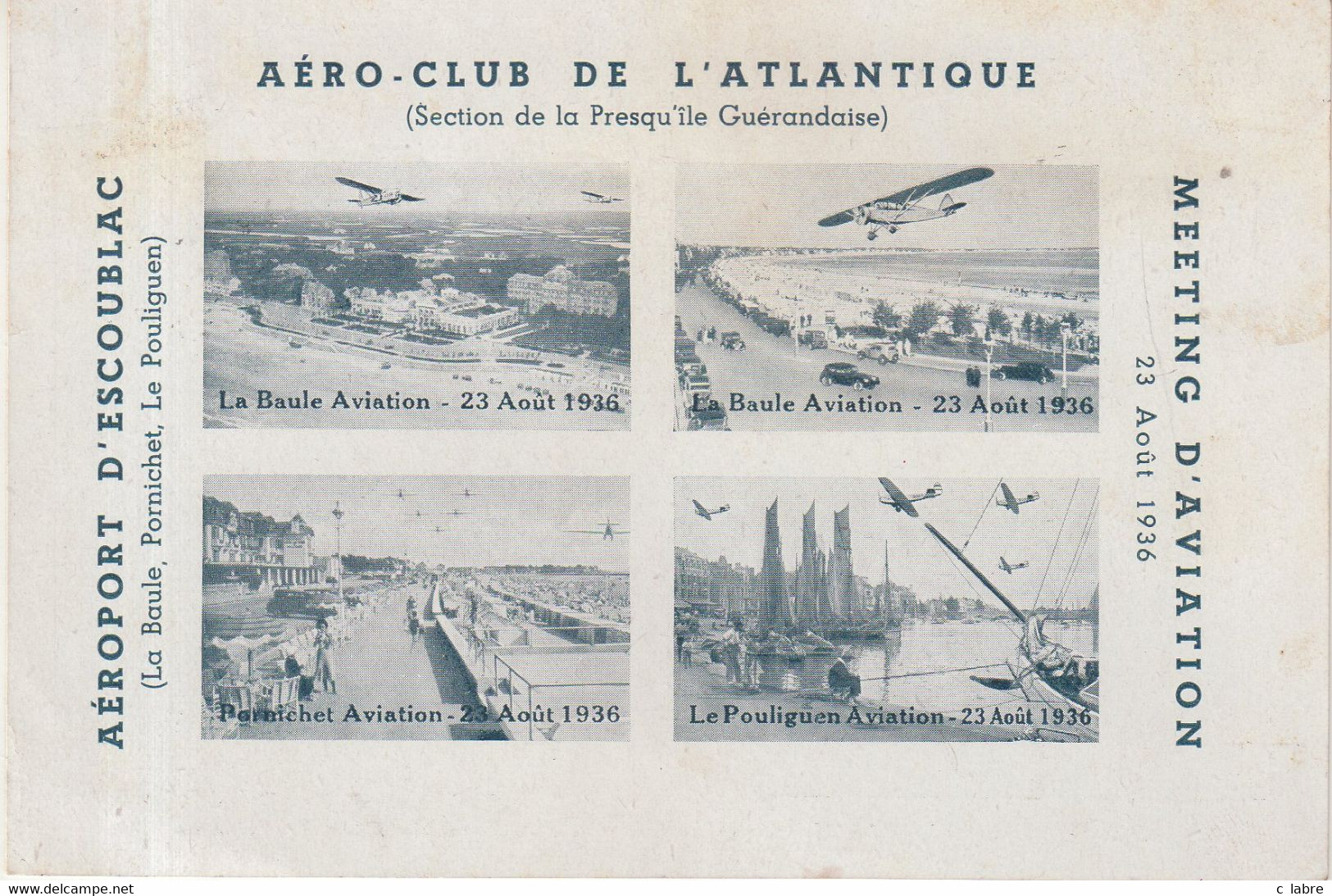 FRANCE : CP . OBL . " MEETING D'AVIATION DE LA BAULE   " . 1936 . VIGNETTES . - 1960-.... Briefe & Dokumente