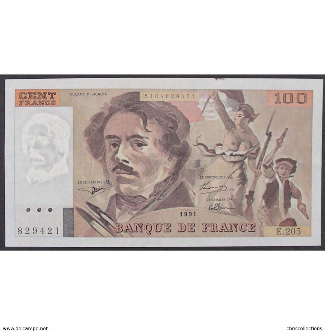 100 Francs Delacroix 1991, E.205, TTB - 100 F 1978-1995 ''Delacroix''