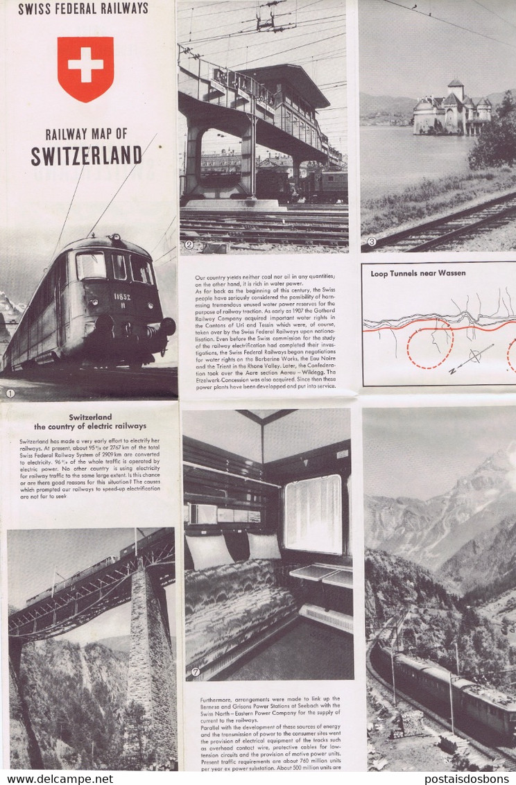 Cx 20) Chemin De Fer Suisse Swiss Federal Railways RAILWAY MAP OF SWITZERLAND Dépliant Tourisme - Europe