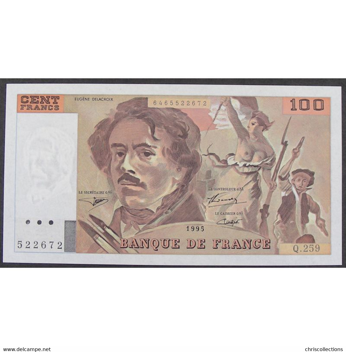 100 Francs Delacroix 1995 , Q.259, SPL - 100 F 1978-1995 ''Delacroix''