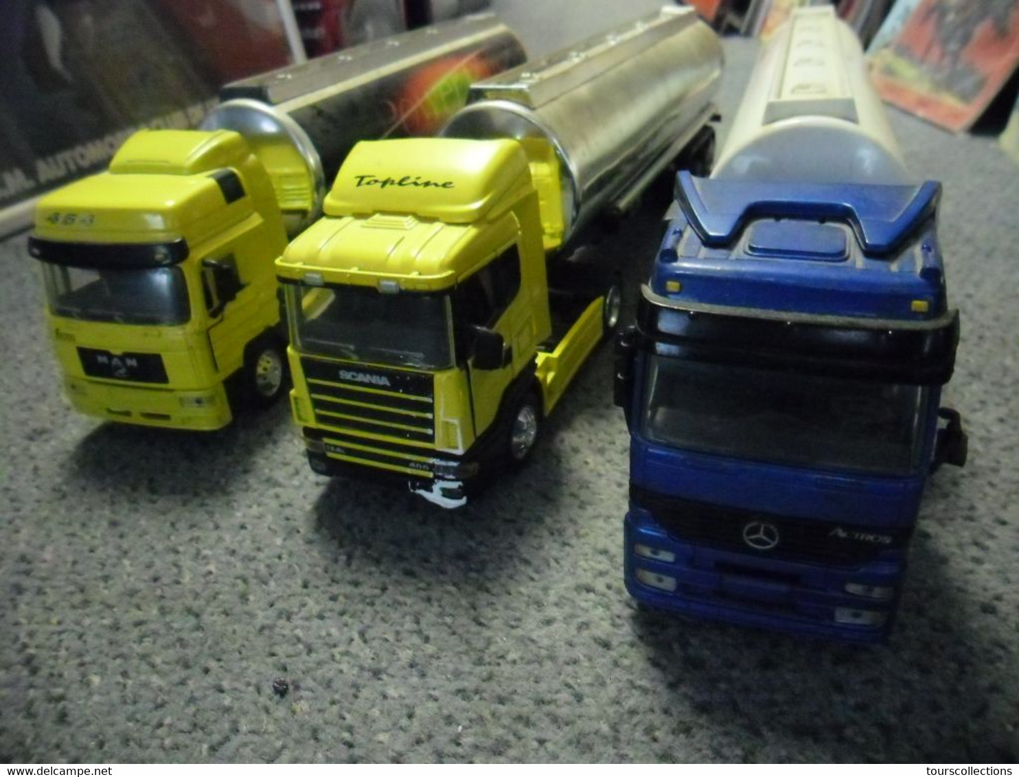 LOT De 3 CAMIONS SEMI REMORQUE MAN , SCANIA Et MERCEDES 1:43 état Occasion Sans Boite - LKW