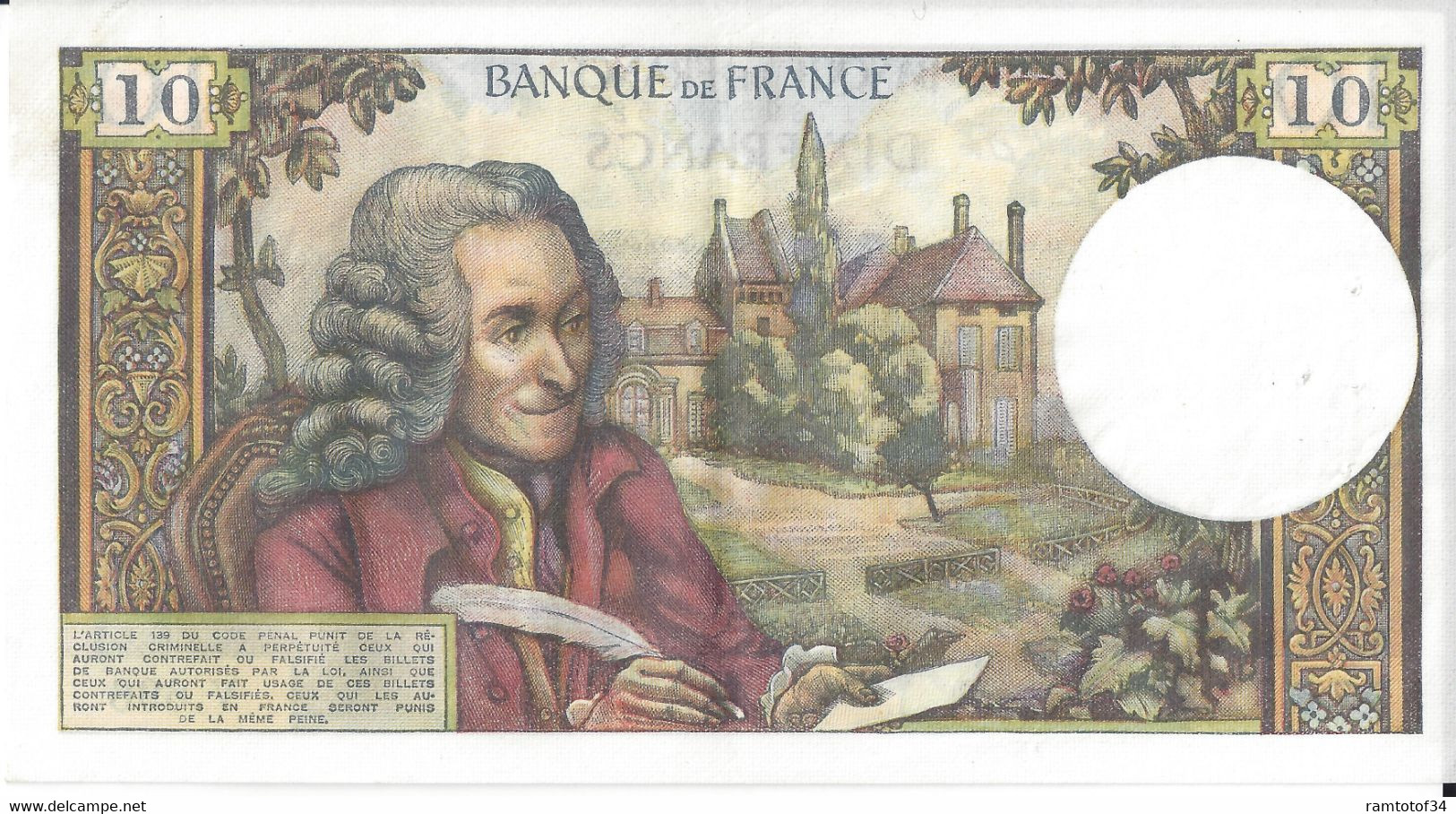 FRANCE - 10 Francs Voltaire 1972 (G.2-9-1971.G)77652 - 10 F 1972-1978 ''Berlioz''