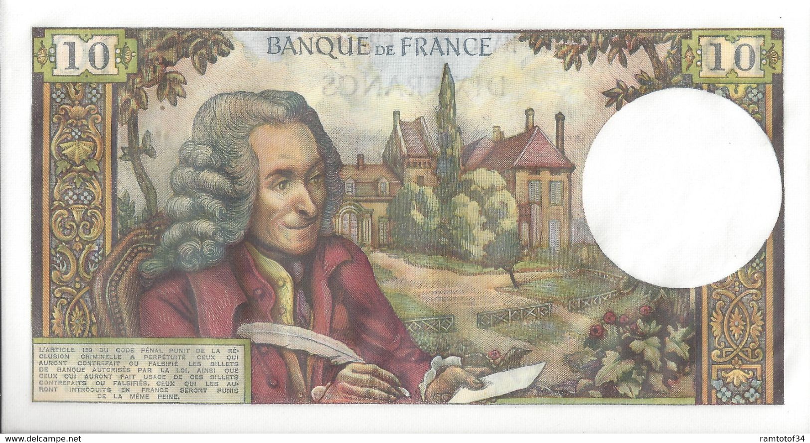 FRANCE - 10 Francs Voltaire 1972 (K.4-9-1971.K)34194 - 10 F 1972-1978 ''Berlioz''