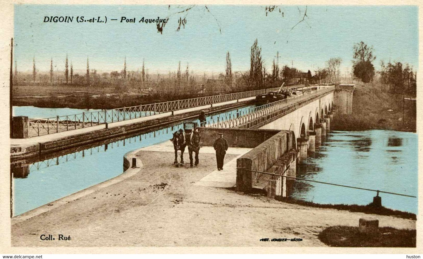 DIGOIN - Péniche Sur Le Pont Canal-Aqueduc, Animée,péniche, Chevaux - Digoin