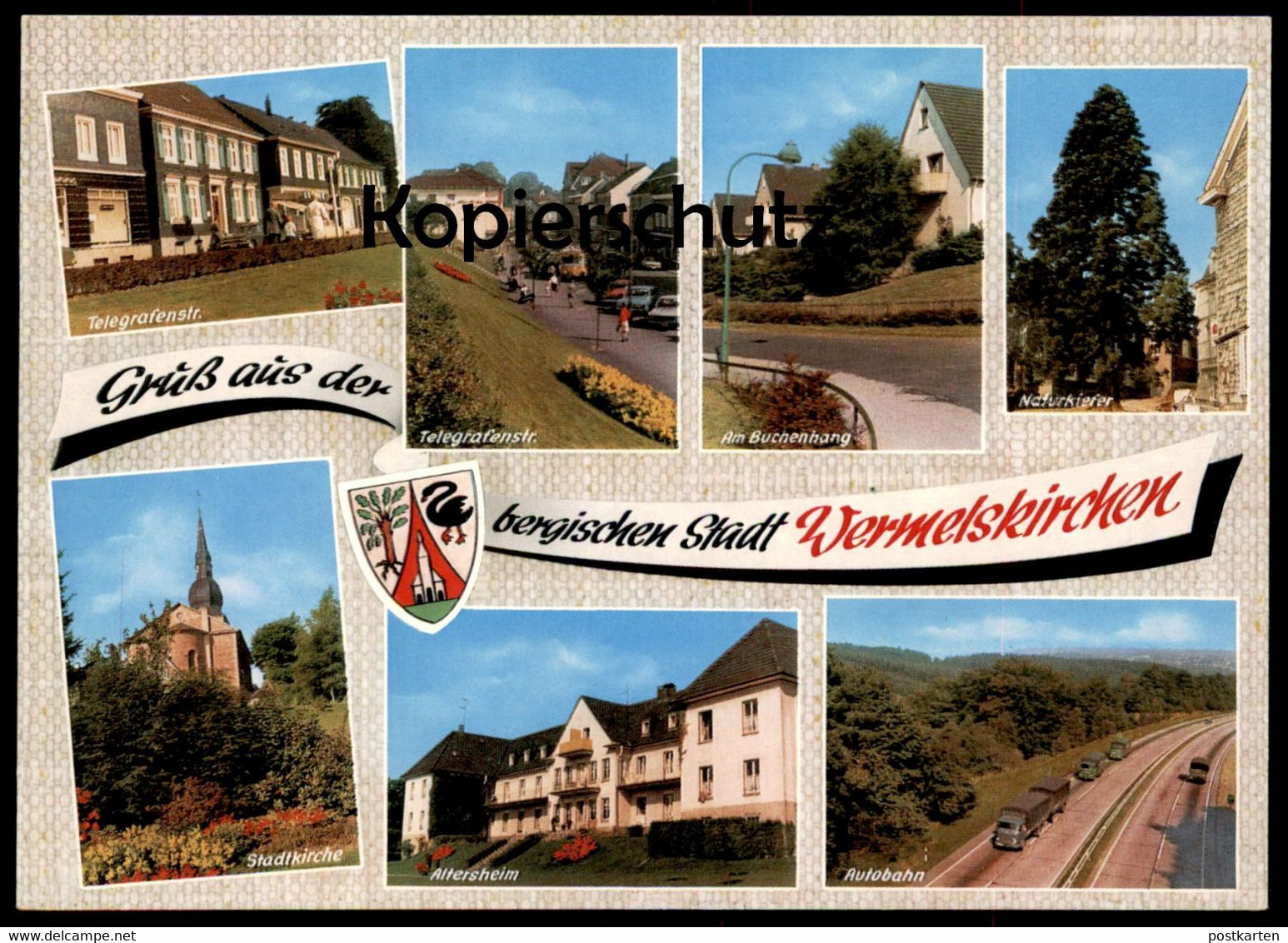 ÄLTERE POSTKARTE GRUSS AUS WERMELSKIRCHEN TELEGRAFENSTRASSE BUCHENHANG KIEFER AUTOBAHN LKW Motorway Highway Autoroute AK - Wermelskirchen