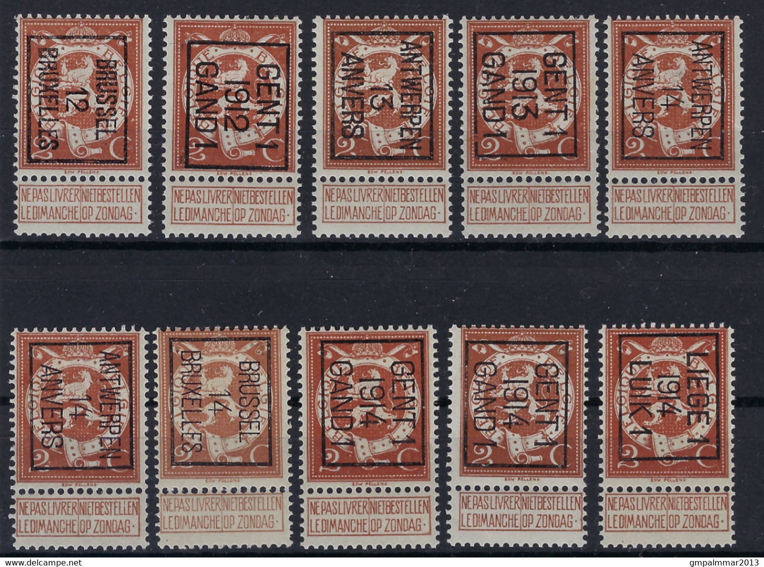 Lot Met Nr. 109 (10 X) Allen ** MNH En In Zéér Goede Staat Met O.a. Nrs. 53B , 40B , 42B En 51B , Zie Ook Scan ! - Typografisch 1912-14 (Cijfer-leeuw)