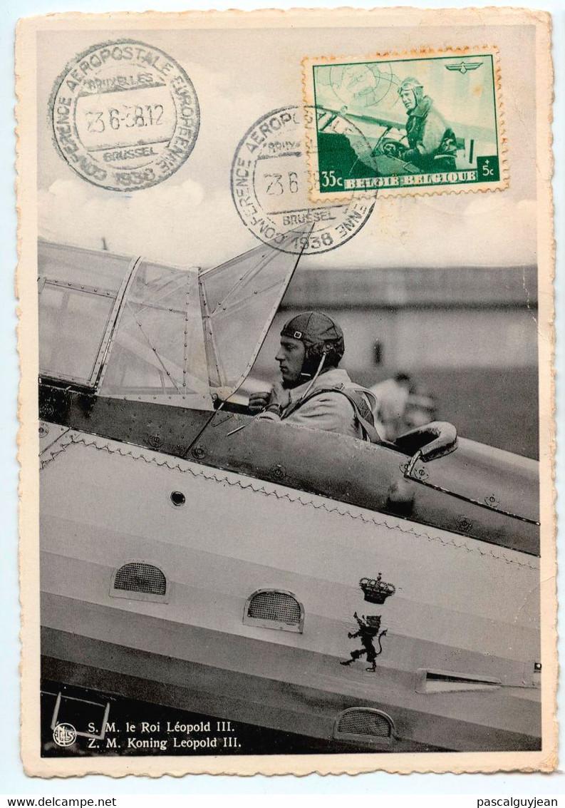 CARTE MAXIMUM ROI LEOPOLD III - PROPAGANDE AERONAUTIQUE 1938 - 1934-1951