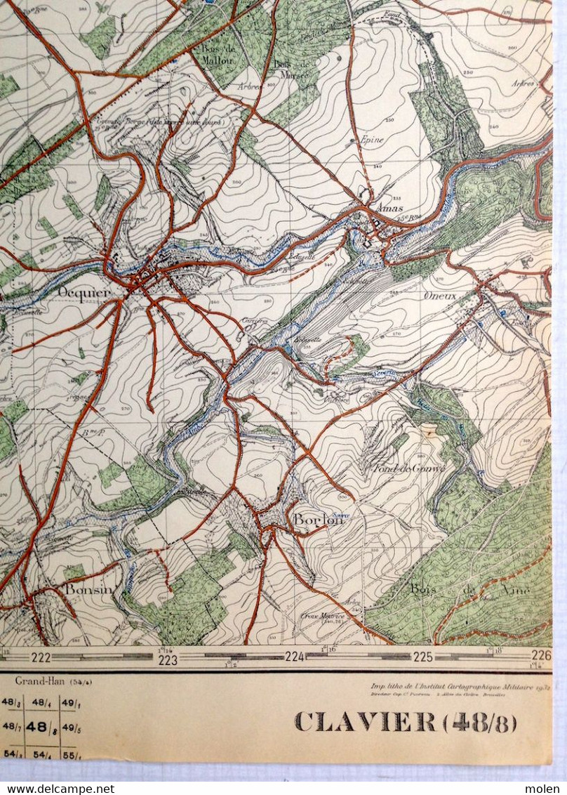 Situation En 1903 CLAVIER CARTE ETAT MAJOR 48/8 WARZEE TERWAGNE OCHAIN ATRIN OCQUIER BORLON ONEUX ÂMA BONSIN BORLON S520 - Clavier