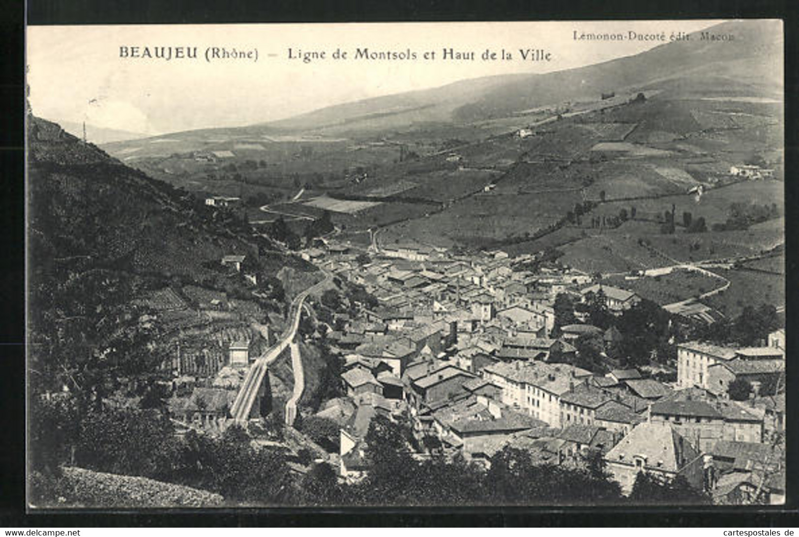 CPA Beaujeu, Ligne De Montsols Et Haut De La Ville - Beaujeu