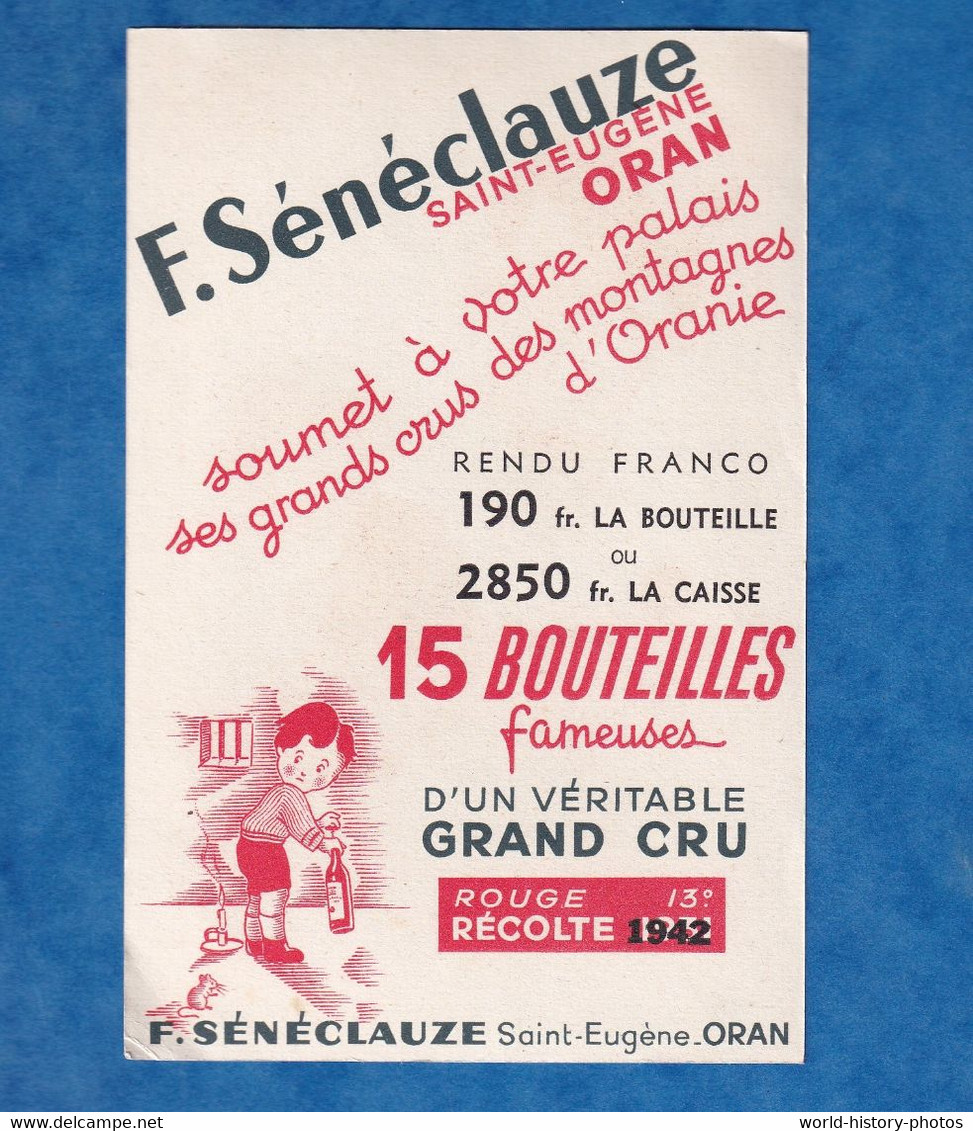 Publicité Ancienne Format CPA - Maison F. SENECLAUZE Saint Eugène Oran Algérie - Illustrateur Enfant Jouet Bouteille Vin - Advertising