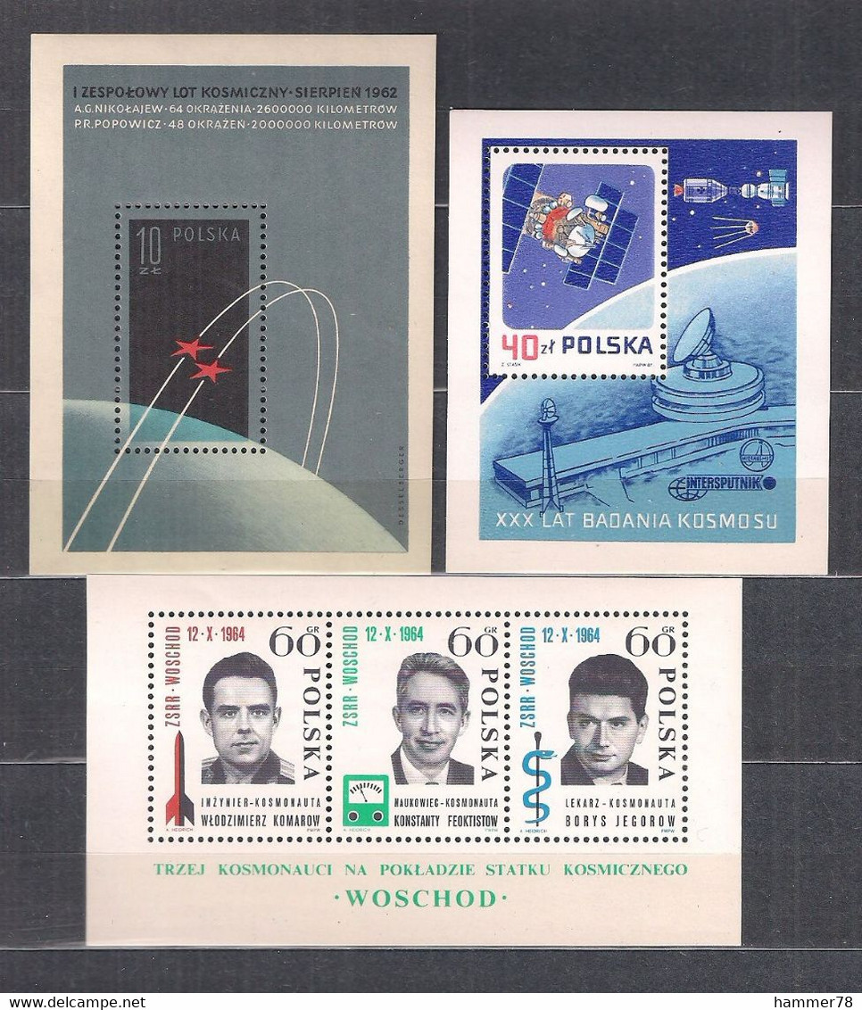 POLAND 1962 - 1987 RESEARCH OF SPACE COSMOS 3MS MNH - Blocs & Hojas