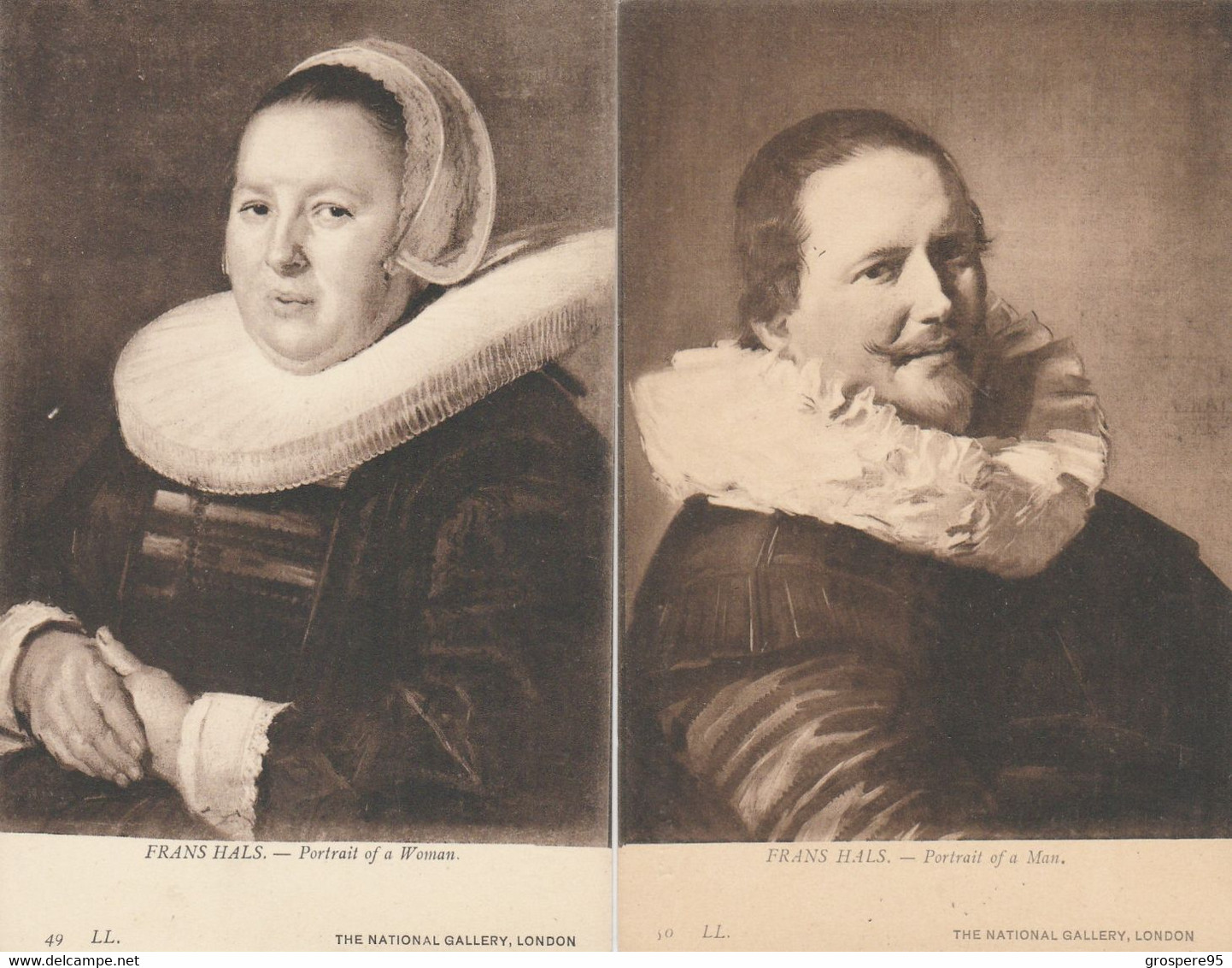 Frans HALS Portrait Of A Woman Et Man The National Gallery London  LL N°49 Et N°50 Rares + 2 Cartes Musee Luxembourg - Paintings