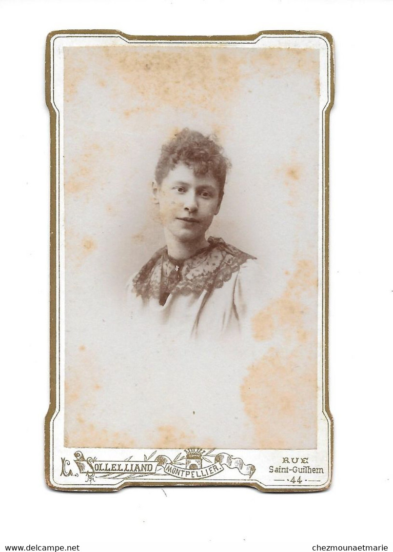 1889 MONTPELLIER - MARIE GUIBAL NEE EN 1868 - CDV PHOTO SOLLELLIAND - Old (before 1900)