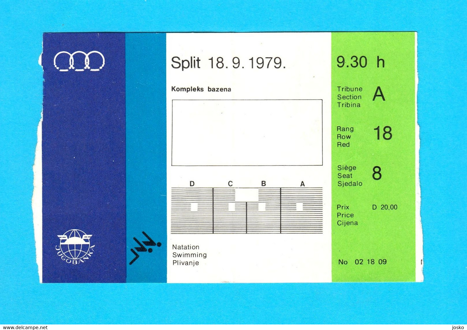 MEDITERRANEAN GAMES 1979 - SWIMMING - Old Ticket * Jeux Mediterraneens Natation Schwimmen Nuoto Nadando Natacao Zwemmen - Swimming