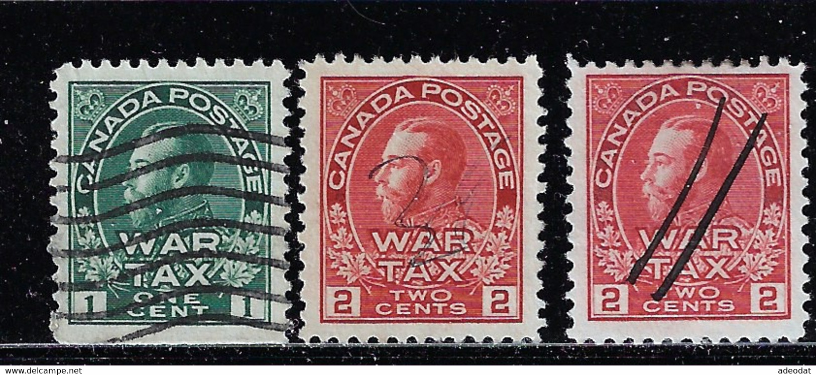 CANADA 1915 SCOTT MR1,MR2,MR2A  CANCELLED - War Tax