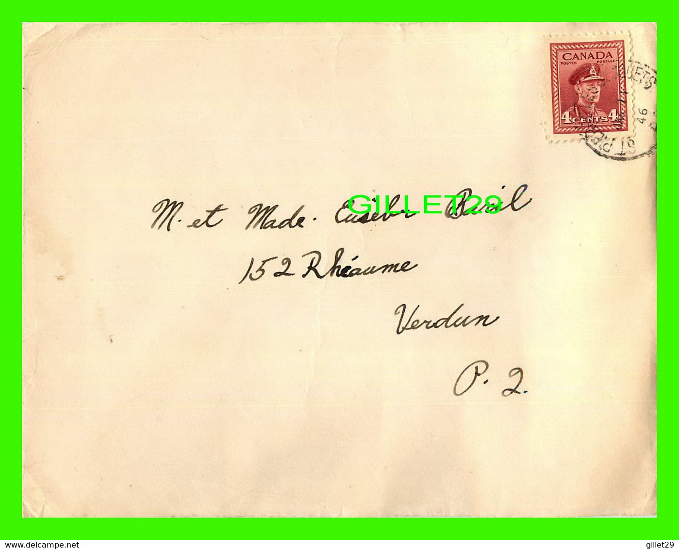 ENVELOPPE, LETTER - TRAVEL IN 1946 - GOING TO VERDUN, QUÉBEC - - Tarjetas – Máxima