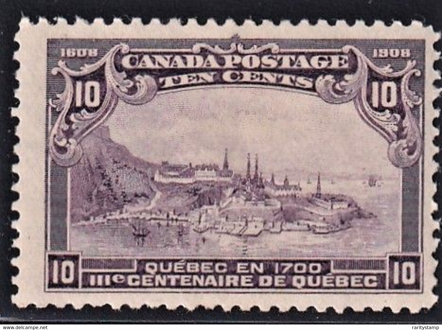 CANADA 1908 QUEBEC TERCENTENARY  10C VIOLET SG193 MLH  SUPERB STAMP CV £100 - Unused Stamps