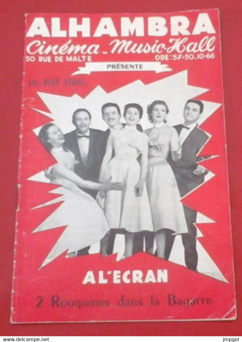 Programme Alhambra Paris Cinéma Music Hall 1956 Bill Coleman Maxim Saury Blue Stars, 2 Rouquines Dans La Bagarre - Programmes