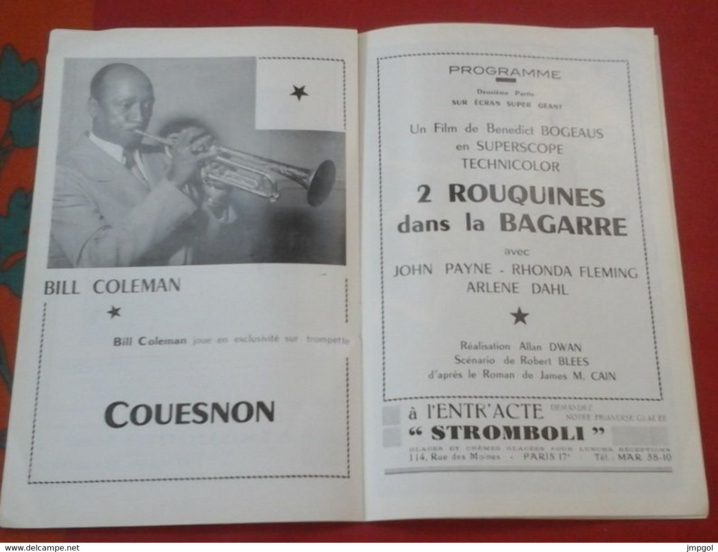 Programme Alhambra Paris Cinéma Music Hall 1956 Bill Coleman Maxim Saury Blue Stars, 2 Rouquines Dans La Bagarre - Programmes