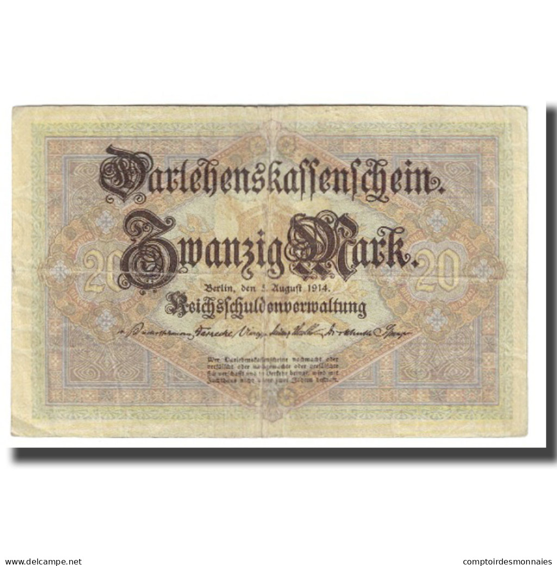Billet, Allemagne, 20 Mark, 1914, 1914-08-05, KM:48a, TTB - 20 Mark