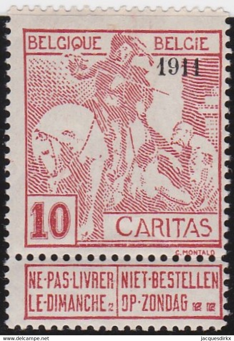 Belgie   .   OBP    .  98  .   *     .    Ongebruikt Met Gom   .   /   .   Neuf Avec Gomme Et Charnière - 1910-1911 Caritas