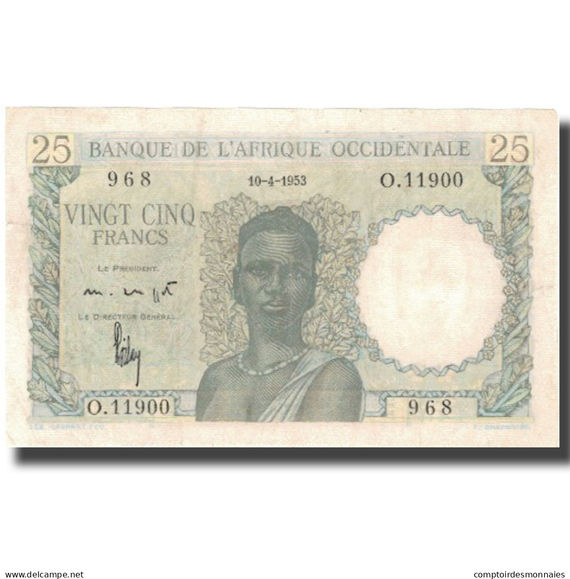 Billet, French West Africa, 25 Francs, 1953-04-10, KM:38, TTB - West African States