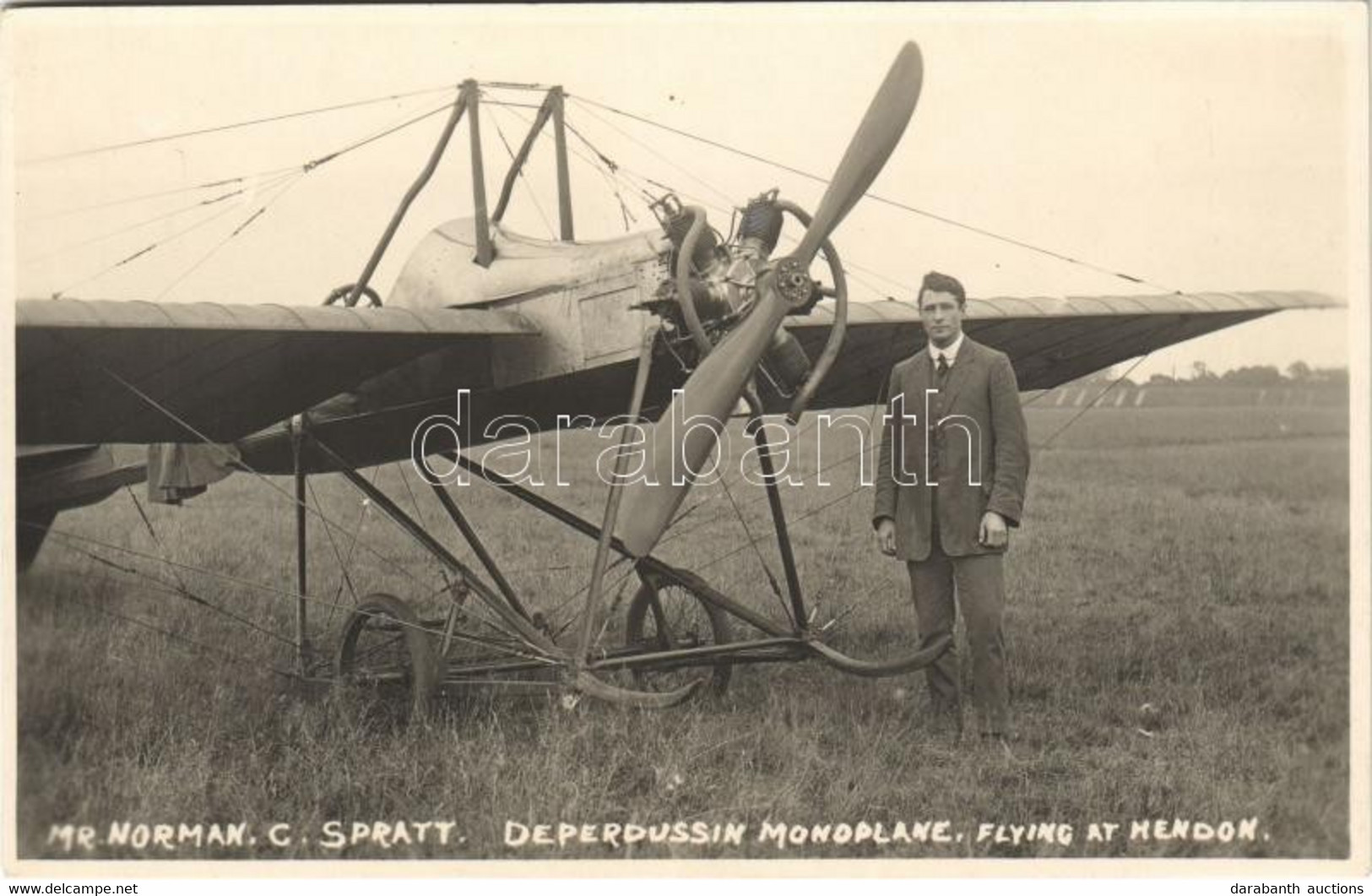 ** T1 Flying At Hendon, Deperdussin Monoplane Aircraft, Mr. Norman C. Spratt. Photo - Unclassified