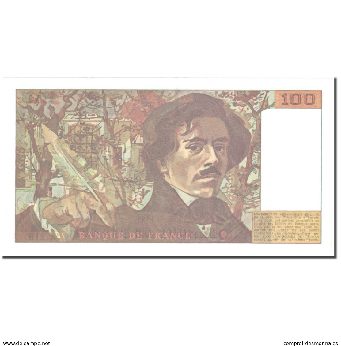 France, 100 Francs, Delacroix, 1993, Undated (1993), SUP, Fayette:69bis.7 - 100 F 1978-1995 ''Delacroix''