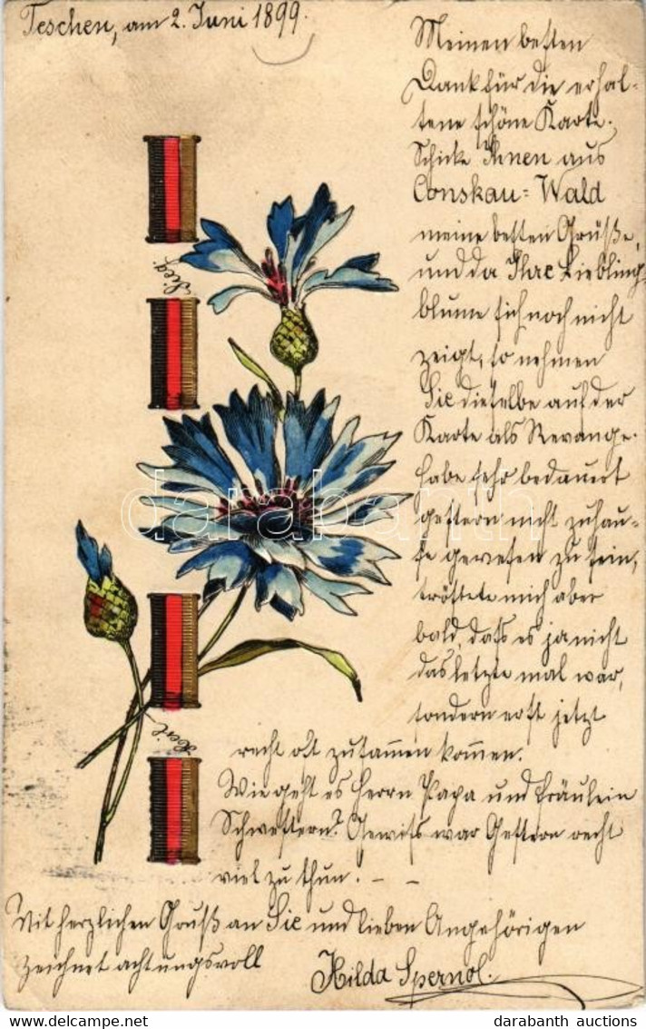 T2/T3 1899 Flowers With German Flag. Emb. Litho (EK) - Unclassified