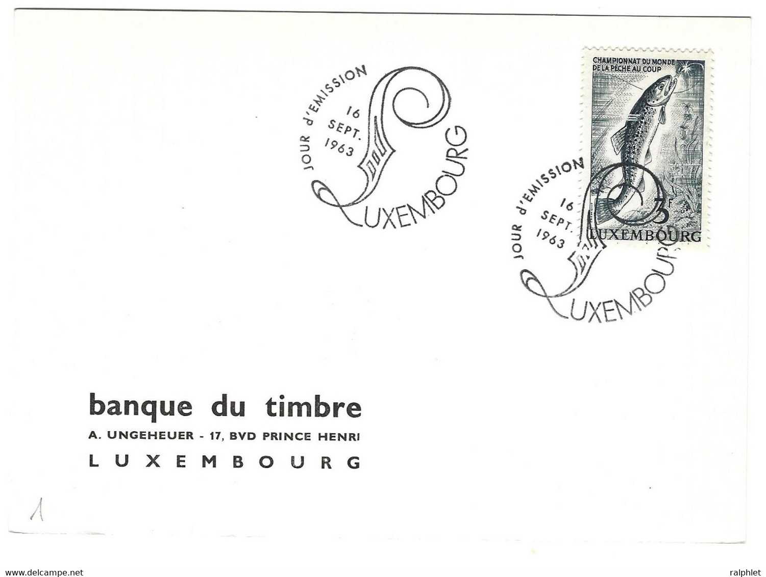 Luxembourg 1963 Pêche Championnat Monde ¦ Fishing Worldchampionship ¦ Weltmeisterschaft Fischen - Autres & Non Classés