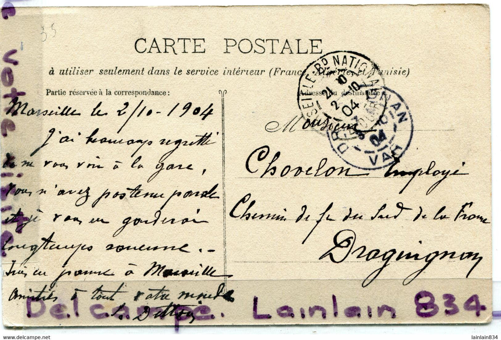 - 164 - MARSEILLE - Type De Pêcheurs - Petits Métiers, épaisse, Cachet Marseille, écrite, 1904, TBE, Scans. - Artigianato