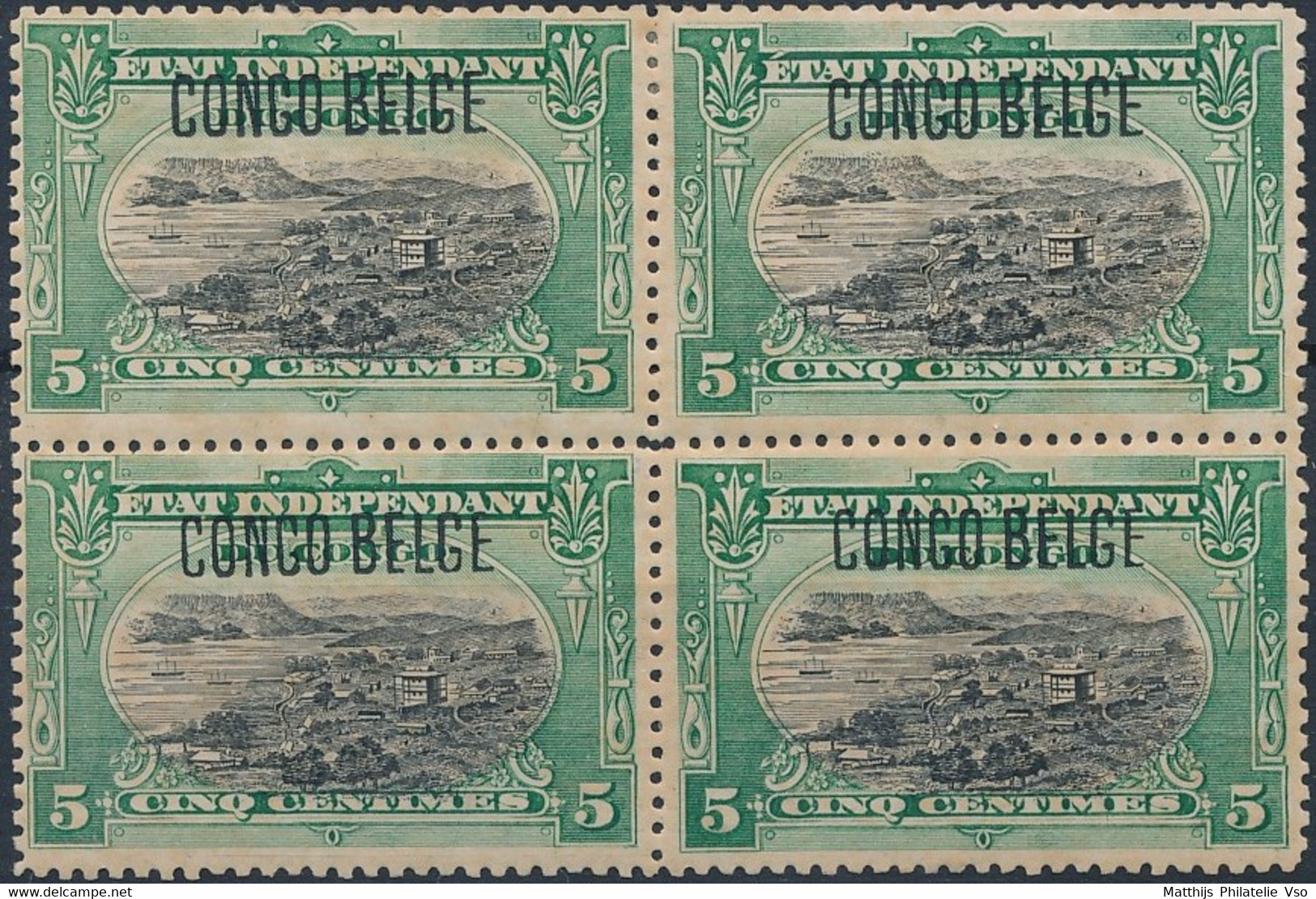 [* B/TB] N° 40PT, 5c Vert En Bloc De 4. Gomme Brunie Sinon Rare Et Superbe - Cote: 1380€ - Unused Stamps