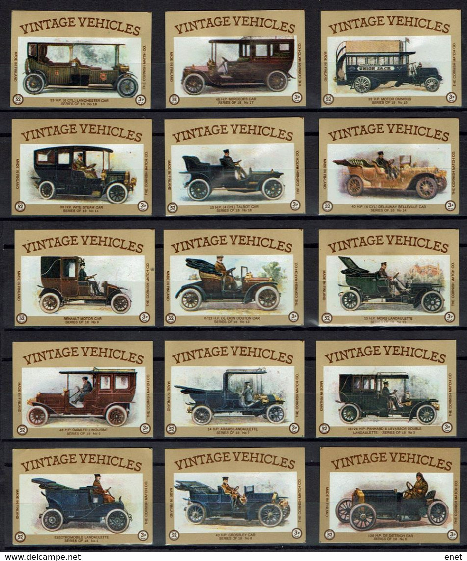 60 Etiketten Luciferdoosjes - Auto's - Old-timers - Vintage Vehicles - Zündholzschachteletiketten