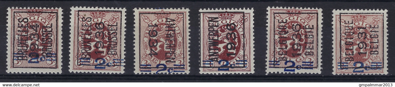 Nr. 315 (6x) België Typografische Voorafstempeling Nrs. 272A , 299A , 271B , 298A , 297A En 250A  Allen ** MNH  ! - Typos 1929-37 (Heraldischer Löwe)
