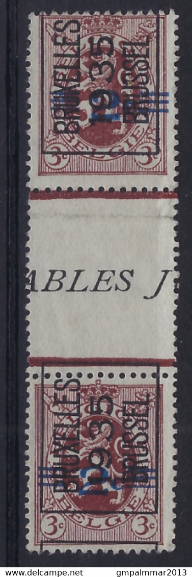 Nr. 315 België Typografische Voorafstempeling Nr. 288A ( 2 X ) Met Tussenpaneel en Curiositeit "opdruk Sterk Verschoven" - Sobreimpresos 1929-37 (Leon Heraldico)