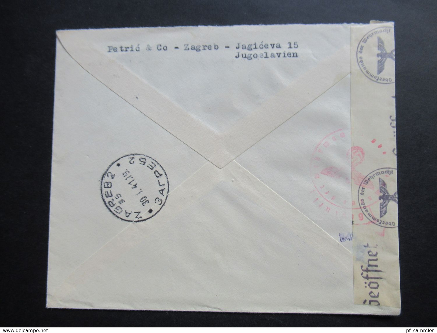 Jugoslawien 1941 Zensurbeleg / OKW Zensur / Mehrfachzensur Luftpost Zagreb An Westphalen & Co. In Hamburg - Covers & Documents