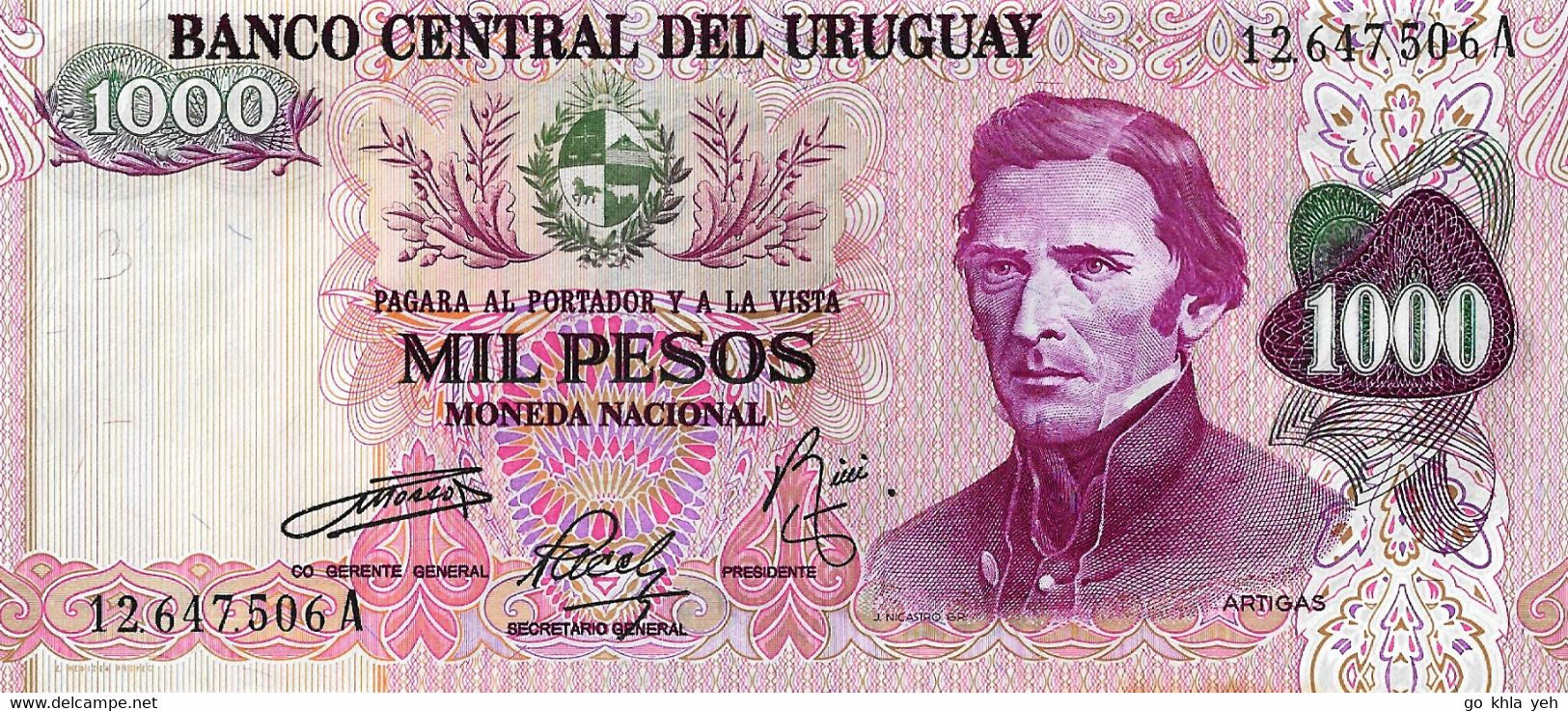 URUGUAY 1974 1000 Peso - P.52a  Neuf UNC - Uruguay